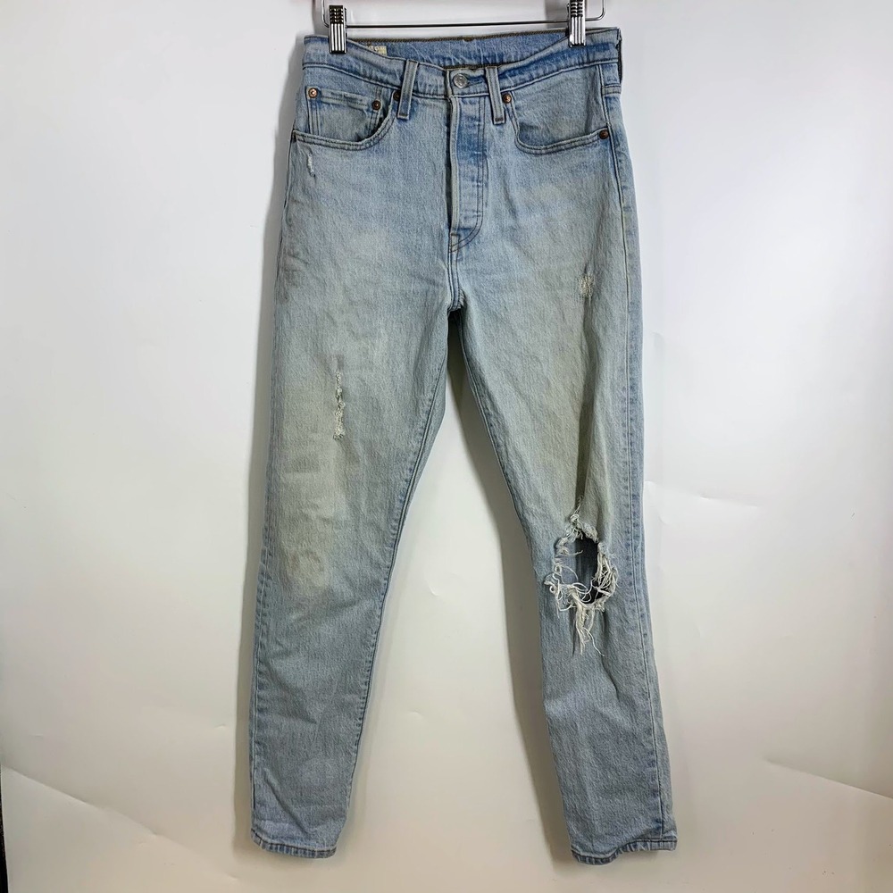 Levi's 501 Jeans Light Wash Distressed Button Fly Women's W27 L30